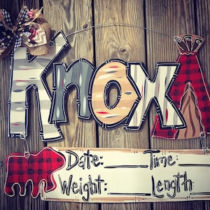 Hunting Door Hanger - Personalized Baby Door Hanger - Hospital Hanger - Birth Announcement Door Hanger - Baby Shower Gift - Baby boy birth