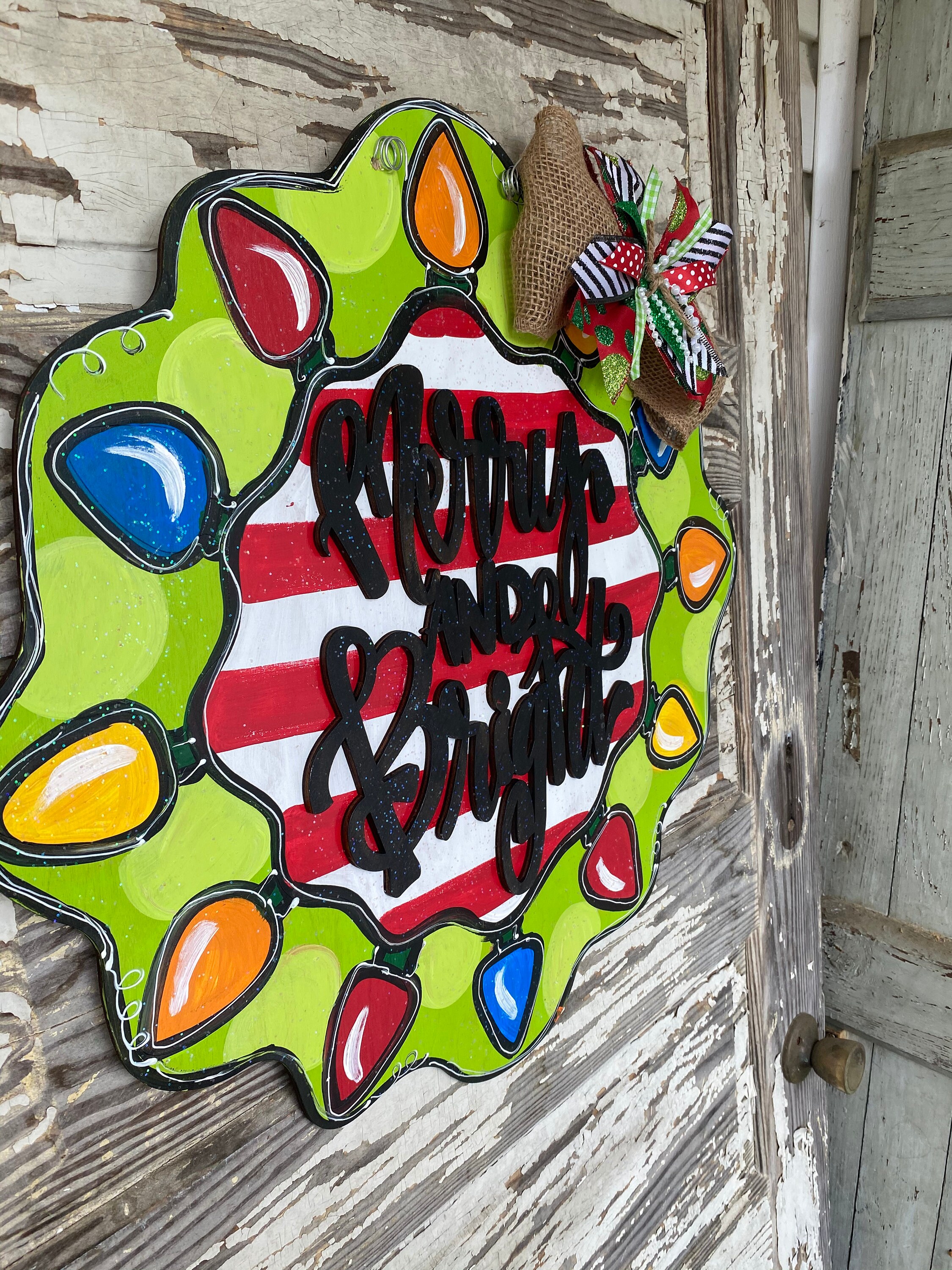 Christmas Door Hanger Personalized Door Hanger Holiday Etsy