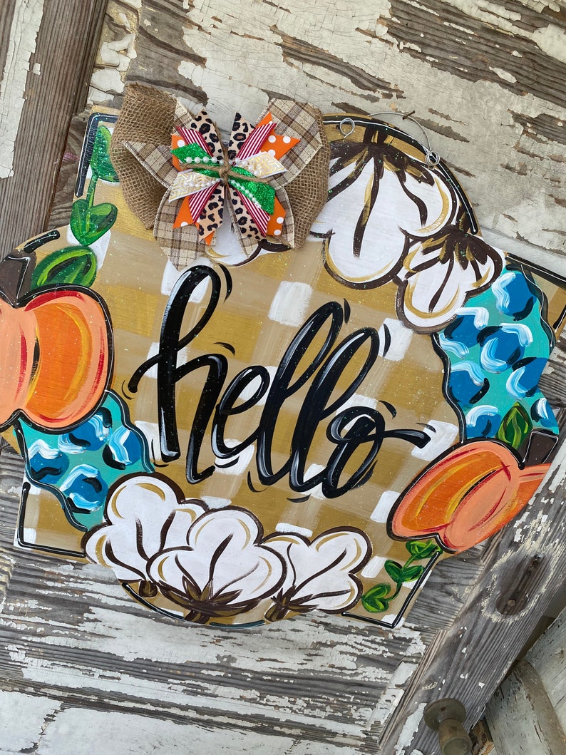 Fall Door Hanger - Pumpkin Door Hanger - Personalized Door Hanger - Fall Wreath- Fall Decor - fall Decorations - Halloween Sign image 6