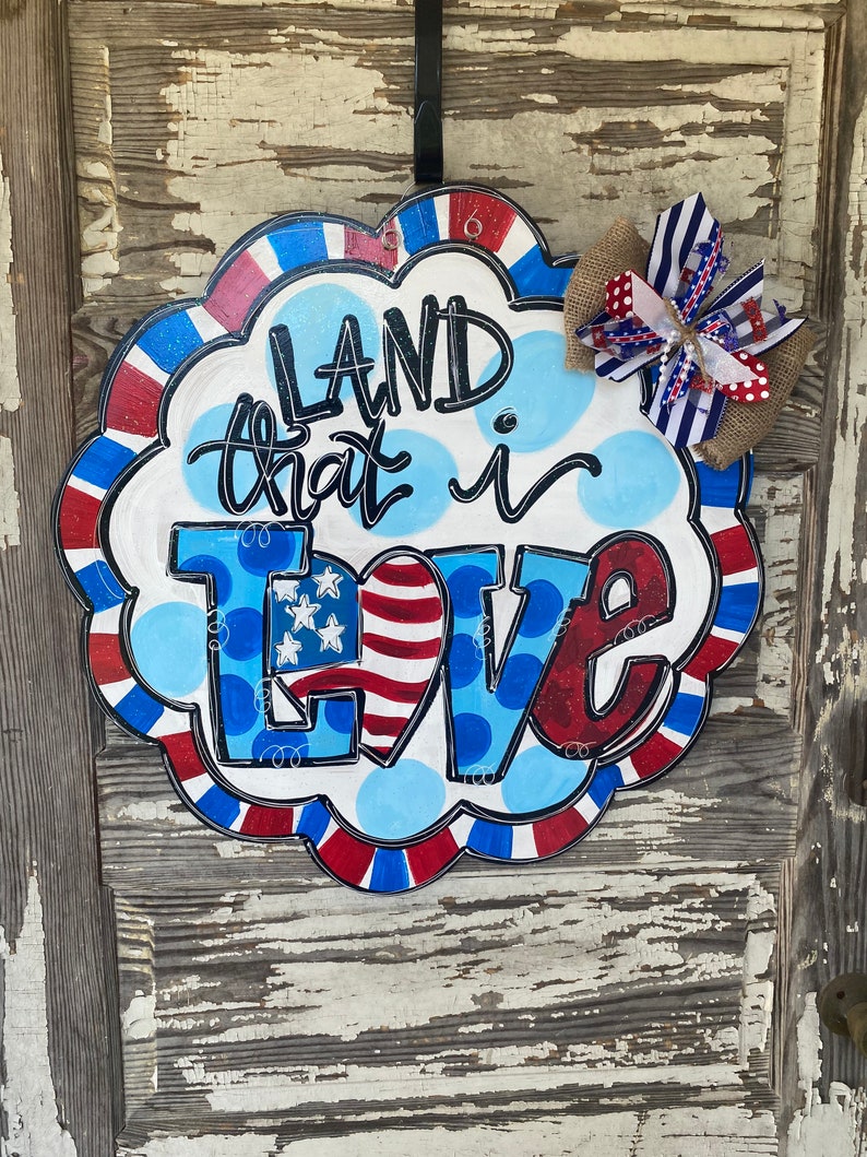 PREORDER Patriotic Door Hanger American Flag Door Hanger Etsy