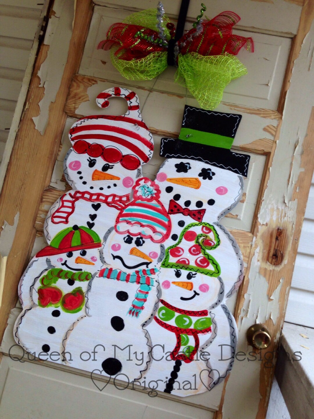 Personalized Snowman Family Door Hanger - Etsy