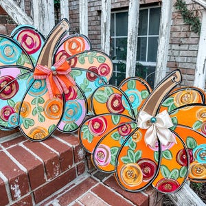 Fall Door Hanger - Pumpkin Door Decor - Autumn Door Sign - Thanksgiving Door Hanger - Fall Wreath - Personalized Door Decor