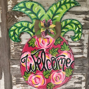 Personalized Door Hanger - Spring Door Hanger - Summer Door Hanger - Pineapple Door Hanger - Spring Decor - Summer Decor - Door Decor