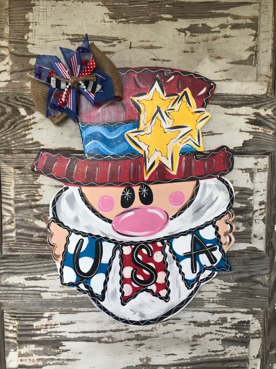 Patriotic Door Hanger - Uncle Sam Door Hanger - Patriotic Decor - Summer Door Decor - Fourth of July Door Hanger - USA Decor