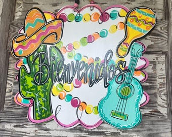 Personalized Door Hanger - Llama Door Hanger - Summer Door Hanger - Initial Door Hanger - Classroom Door Hanger - Llama wreath
