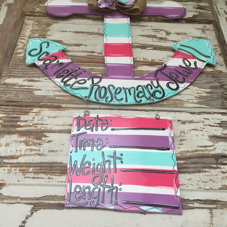 Anchor Door Hanger Birth Announcement Hospital Door Hanger Etsy
