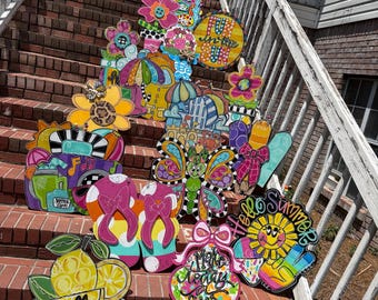 Grab Bag - Summer Door Hanger -  Door Hanger - summer  Door Decor - summer Door Sign - summer Wreath - Personalized Door Decor