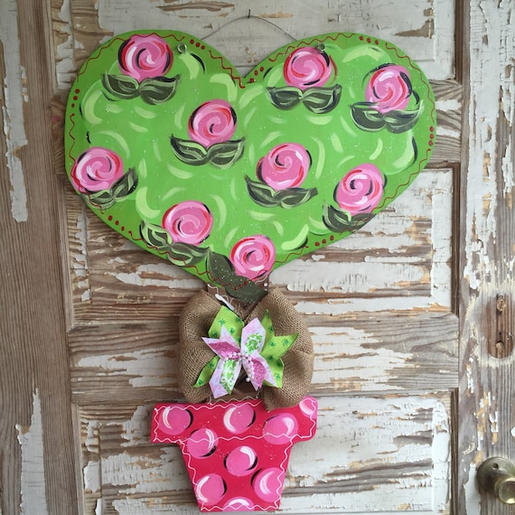 Wreath Spring Valentines Day With Hearts 15/" Green Door Decor Home Decor
