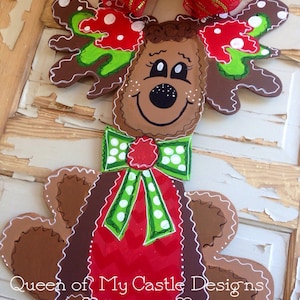 Christmas Door Hanger - Reindoor Door Hanger - Christmas Decorations - Personalized Door Hanger -