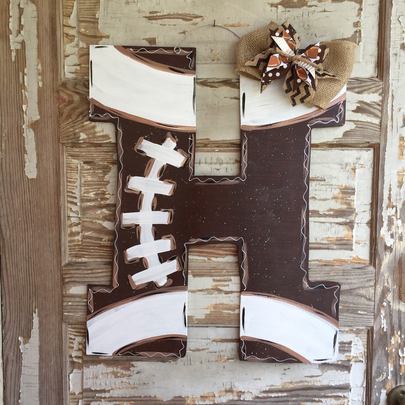 Football Door Hanger Football Sign Football Door Decor Sports Door Hanger Football Decor Summer Door Hanger Football Mom image 1