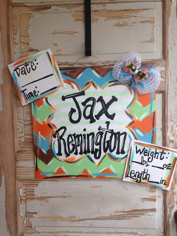 Personalized Baby Door Hanger - Hospital Door Hanger - Birth Announcement Door Hanger - Baby Shower Gift - Baby Wreath - Custom Baby Gift
