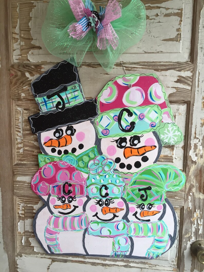 Personalized Door Hanger - Snowman Door Hanger - Christmas Door Hanger ...