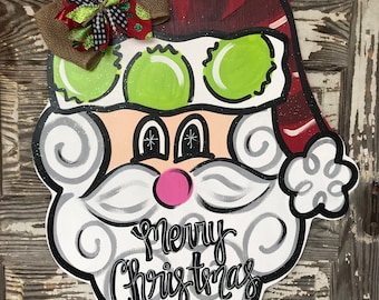 Christmas Door Hanger - Santa Door Hanger - Holiday Door Decor - Christmas Decorations - Holiday Decor - Christmas Wreath - Christmas Gift