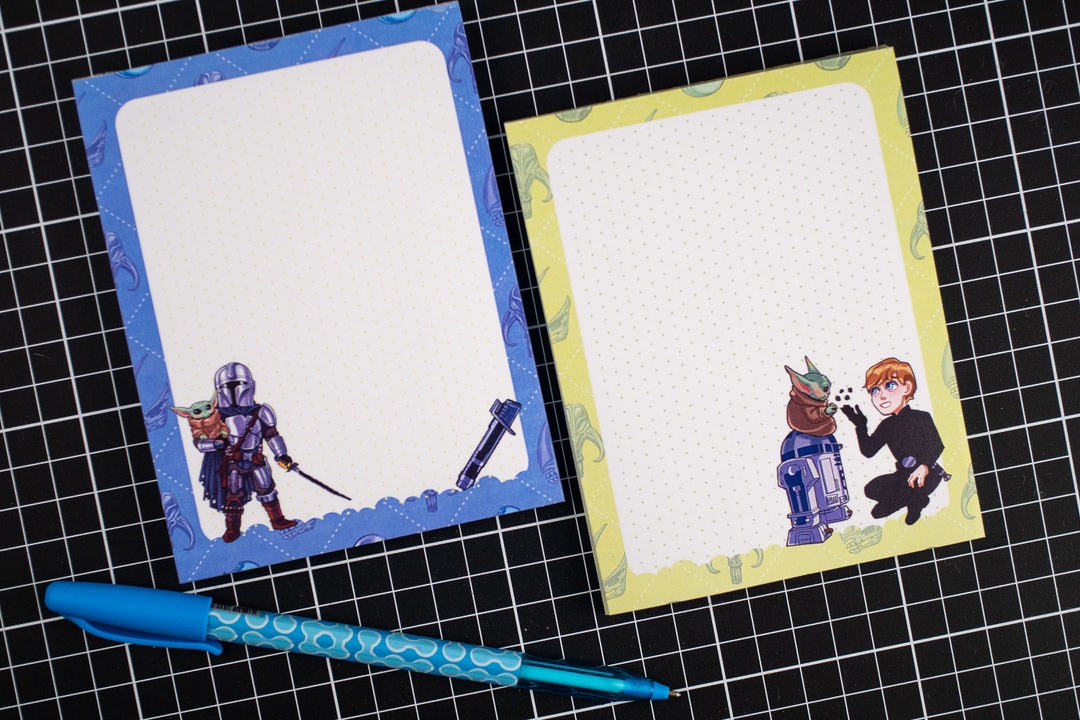 Mandalorian Baby Yoda Notepad Grogu Din Djarin Luke Skywalker Etsy