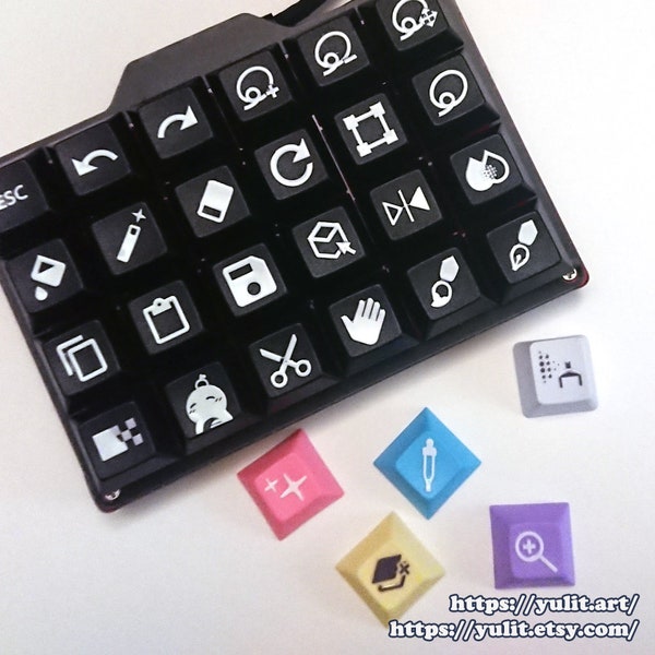 Keyboard/Keycap Shortcut Hotkey Rub-on Stickers for Digital Artists (for Clip Studio Paint and a little Illustrator)