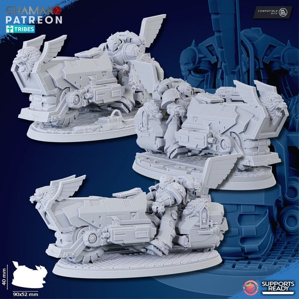 Winged Lions  - War Bike Squadron (3) - Ghamak 3D Printed 32 MM Scale