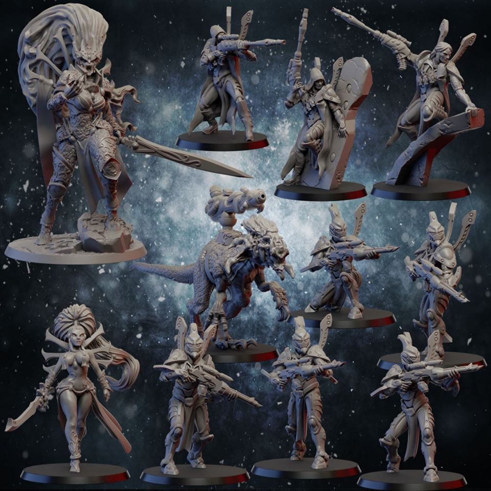 Space Elf Complete Set 11 Miniatures Ghamak 28 32 Mm Etsy