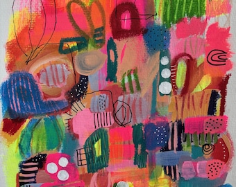 Abstract Art/ mixed media on 8x10 watercolor paper / original art