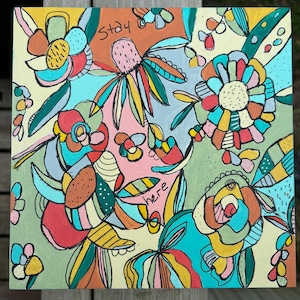 Stay Here - acrylics on 8x8 wood panel