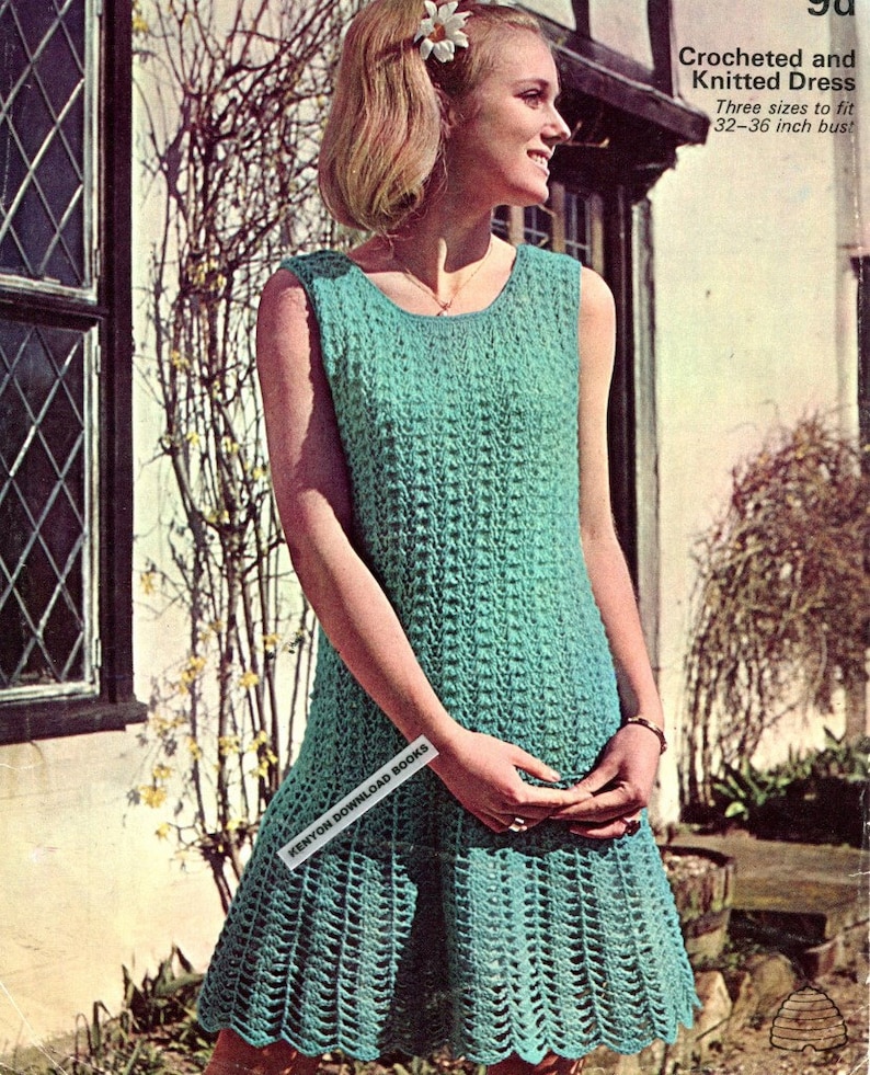 LACY SUMMER DRESS Pattern Knitted Bodice & Crocheted Skirt 3 Etsy