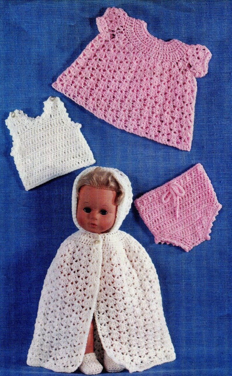 Instant CROCHET Pattern Baby Doll Clothes Vintage Kenyon Download Books 0972 Chest 1128cm /& Height 1436cm 5 Designs Fitting Doll