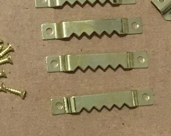 Brass Sawtooth Hangers 5 Piece with screws 42mm Steampunk Junk Journal
