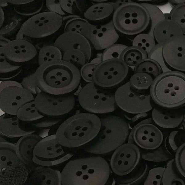Black Buttons Mixed Bulk Choose your Quantity 50 or 100, Assorted Sizes, Sewing Buttons Scrapbooking Craft
