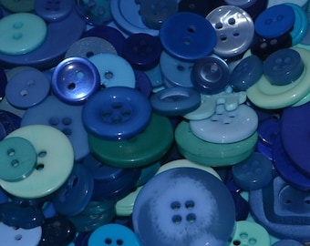 Blue Buttons Mixed Bulk Choose your Quantity 50 or 100, Assorted Sizes, Sewing Buttons Scrapbooking Craft