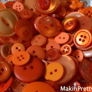Orange Buttons Mixed Bulk Choose your Quantity 50 or 100, Assorted Sizes, Sewing Buttons Scrapbooking Craft
