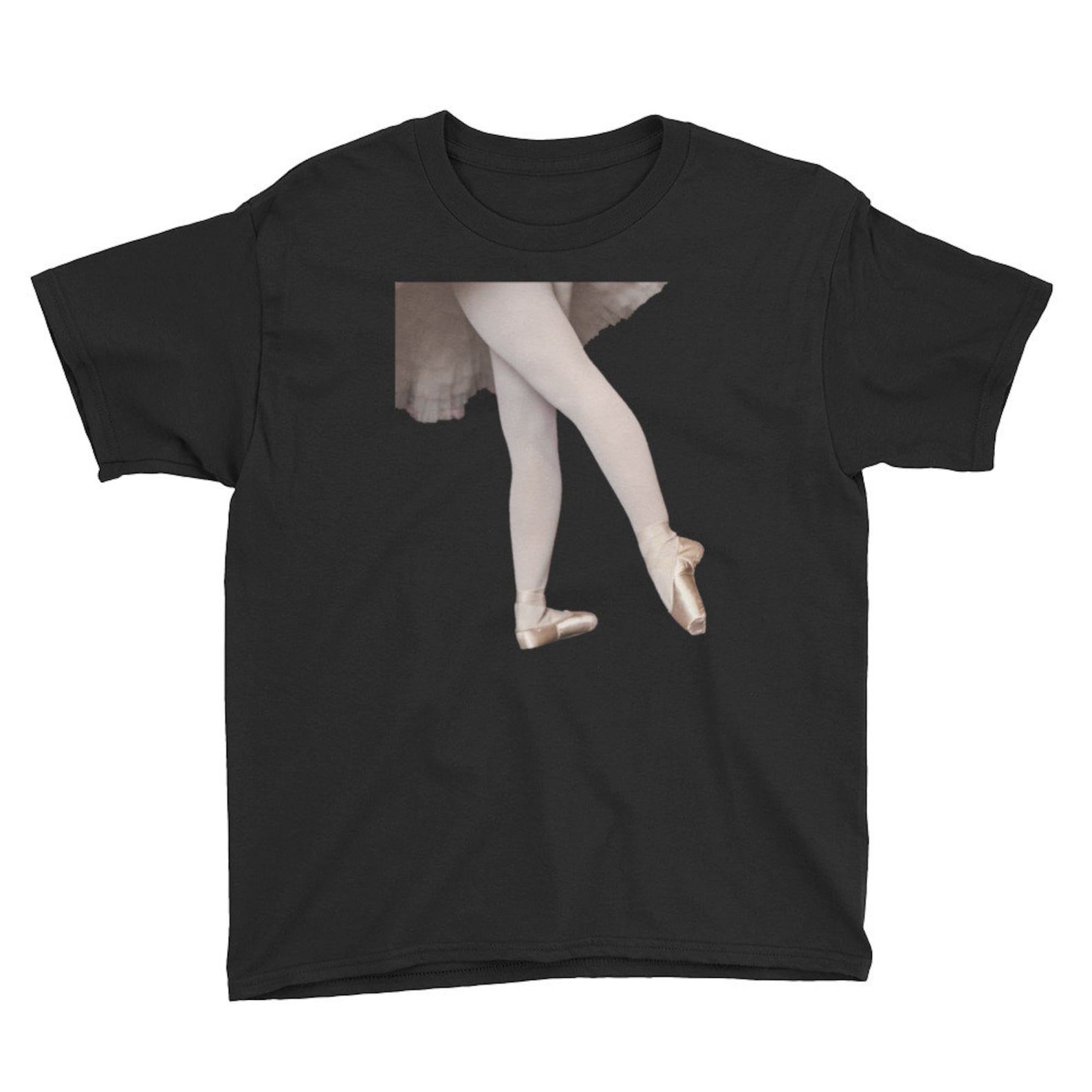 youth t-shirt/ballet feet screen printed shirt/children boutique/dancer/ballerina/sew on pointe