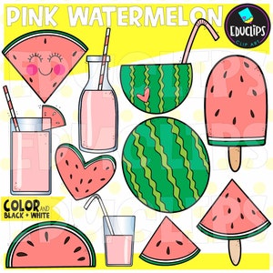 Pink Watermelon Clip Art, Watermelon Images, Summer Fruit Graphics, COMMERCIAL USE