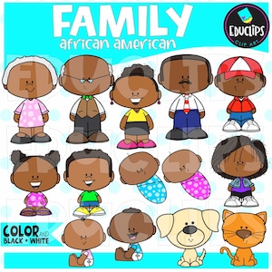 Family Clip Art, African American Family Graphics, COMMERCIAL USE