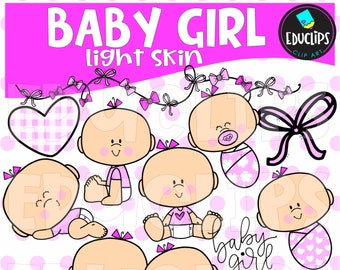 Baby Girl (Light Skin) Clip Art, Infant Graphics, Babies Images, COMMERCIAL USE