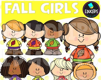 Fall Girls Clip Art, Autumn Girls Graphics, Fall Females Images, Fall Planner Images, COMMERCIAL USE