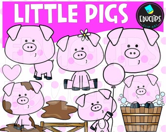 Little Pigs Clip Art, Pig Images, Farm Animal Graphics, COMMERCIAL USE