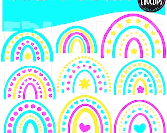 Rainbow Brights Clip Art Set, heldere afbeeldingen, ontwerpen, COMMERCIEEL GEBRUIK, Instant Download