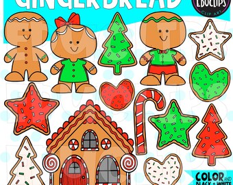 Clip Art peperkoek, afbeeldingen kerstvoedsel, COMMERCIEEL GEBRUIK