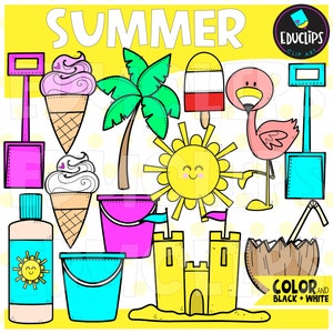 Summer Clipart, Summer Graphics, COMMERCIAL USE, Flamingo Image, Beach Clipart