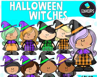 Halloween Witches Clip Art Set, October Graphics, COMMERCIAL USE