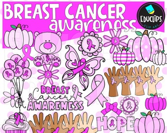 Breast Cancer Awareness Clip Art Set, October Graphics, Pink Images, COMMERCIAL USE