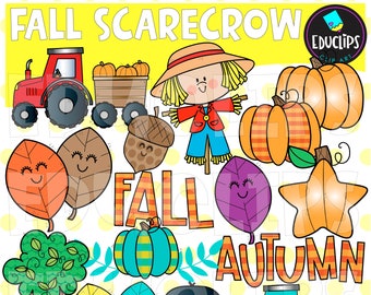 Fall Scarecrow Clip Art, Autumn Images, September, October, November, COMMERCIAL USE