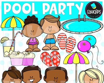 Pool Party Clip Art, COMMERCIAL USE, Pool graphics, Summer Images, Summer Fun