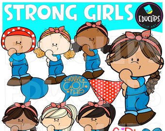 Strong Girls Clip Art, Bold Women Images, Female Strength Graphics, COMMERCIAL USE