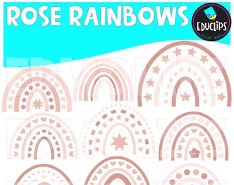 Rose Gold Rainbows Clip Art, Design Elements Images, COMMERCIAL USE, Instant Download