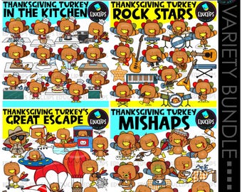 Bundel met verschillende illustraties Thanksgiving kalkoenen