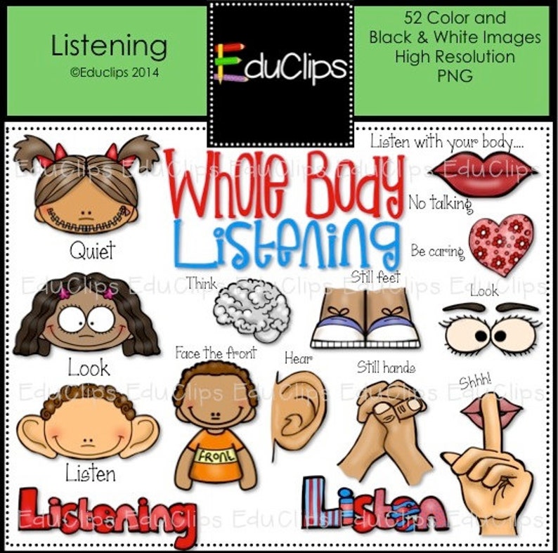 Listening Clip Art Bundle Etsy