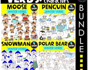 Werkwoorden: clipartset wintertekens