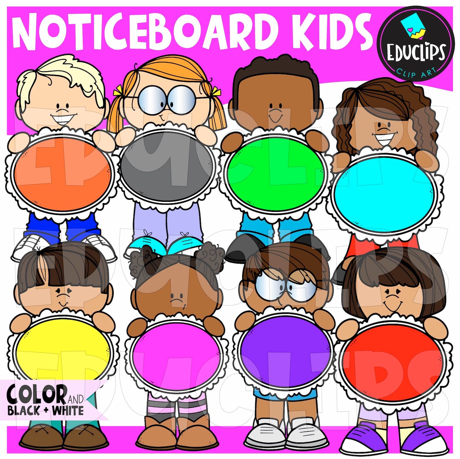 Noticeboard Kids Clip Art Set, Notice Board Graphics, COMMERCIAL USE