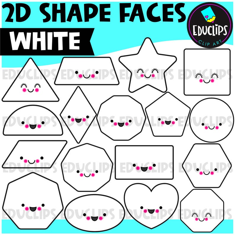 Rainbow Shape Faces Clipart Bundle - Etsy