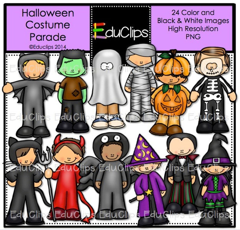 Halloween Costume Parade Clip Art Bundle | Etsy